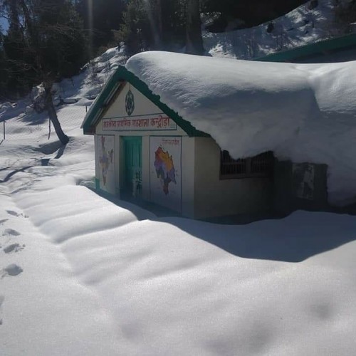 A village school under 3 feet of snow in upper Shimla area.